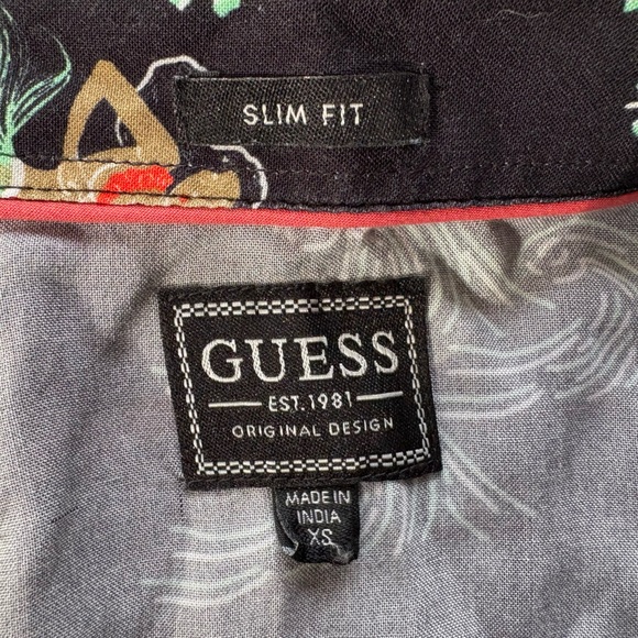 Guess Black Tropical Print Men's Shirt - Picture 3 of 3